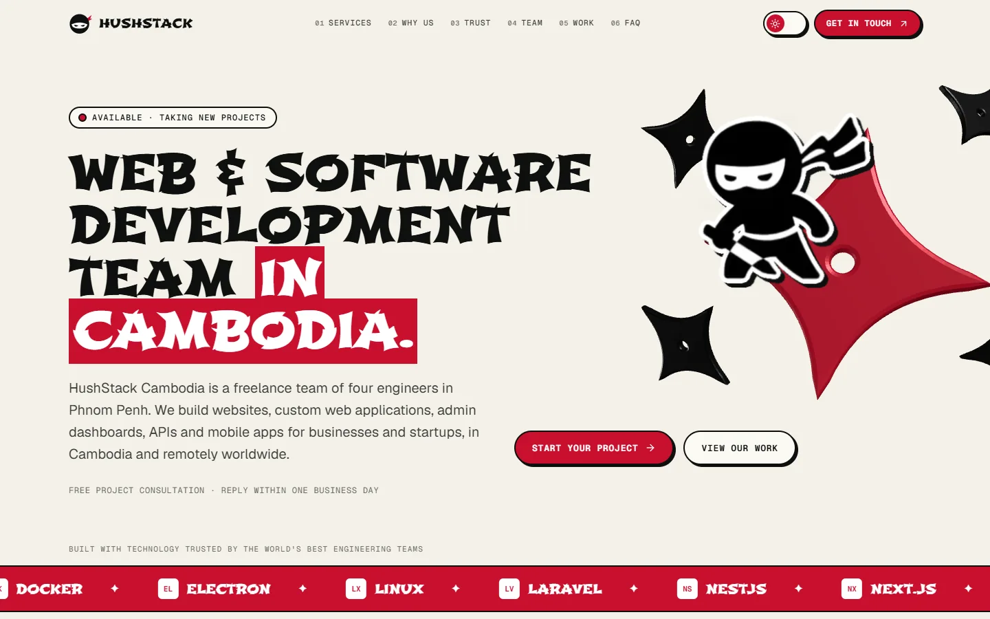 HushStack Cambodia homepage